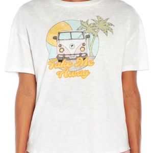 Wild Fox White Take Me Away VW Bus T-Shirt Size Small
